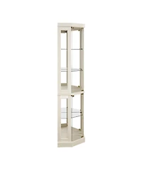 Streamdale Corner Glass Cabinet Lighted Curio Display Case for Living Room, Antique White.