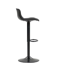 Streamdale Bar Stools Set of 2 - Modern Pu Leather Counter Height Swivel Chairs - Black