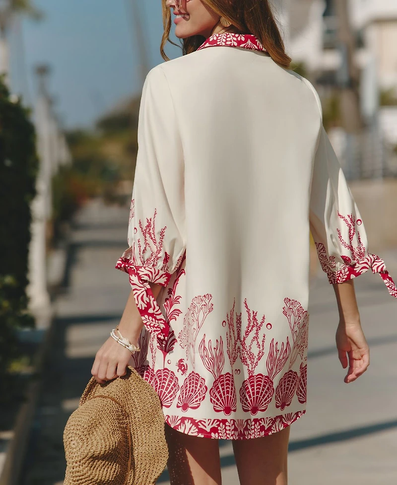 Cupshe Women's Vacationing Tropical Mini Beach Dress