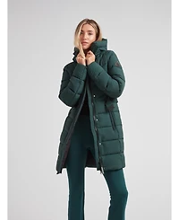 JACK1T Women's Diamond Belted Hooded Down Coat