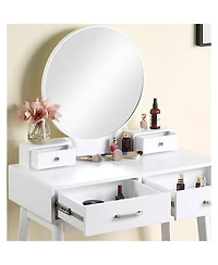 Streamdale Furniture Liannon Contemporary Wood Vanity and Stool Set, White