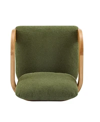 Streamdale Furniture Green Boucle Dining Chairs - Natural Wood Frame (2-Pack)