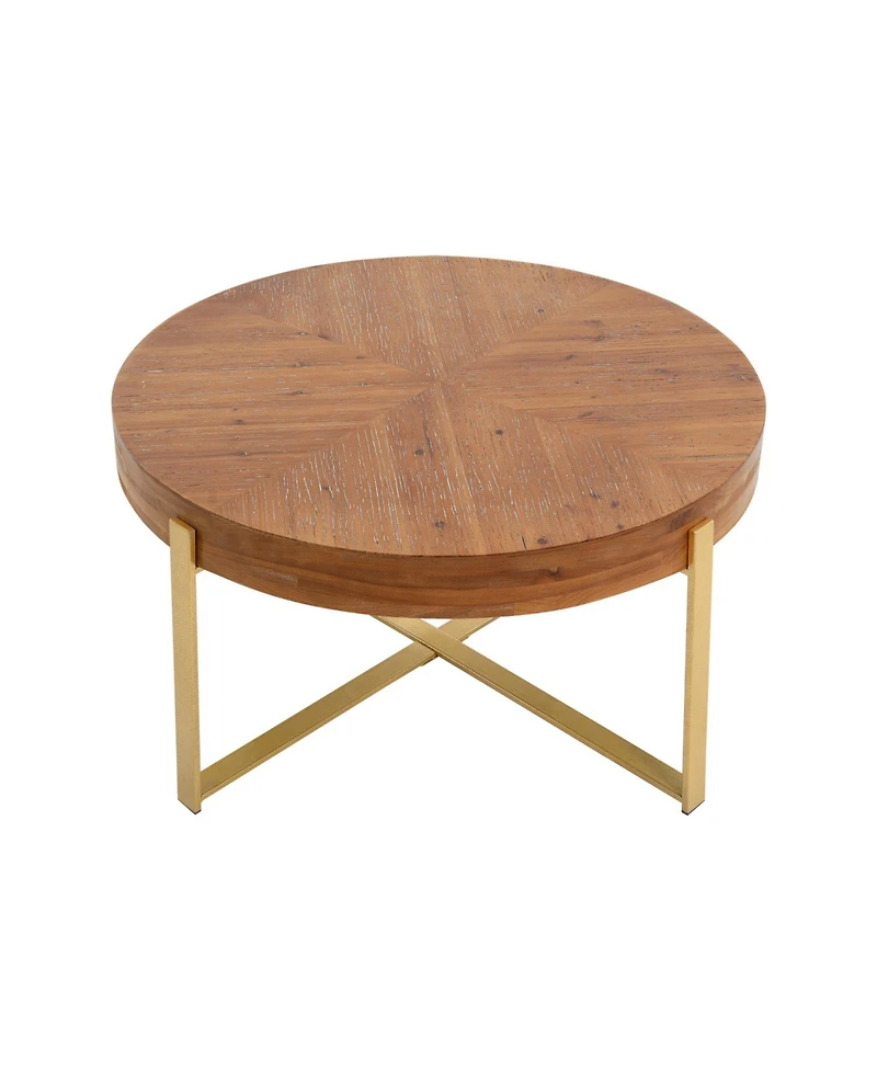 Streamdale Furniture Modern Retro Round Coffee Table, Gold Legs