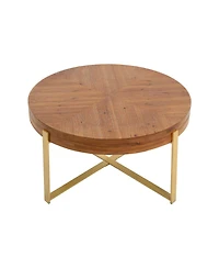Streamdale Furniture Modern Retro Round Coffee Table, Gold Legs