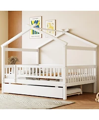 Streamdale Furniture Full Wooden House Bed with Twin Trundle