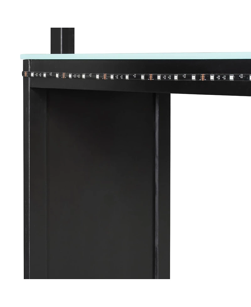 Streamdale Furniture L-Shaped Twin Gaming Bed Frame w/ Rgb, Usb, Tv Stand, Storage, Reversible