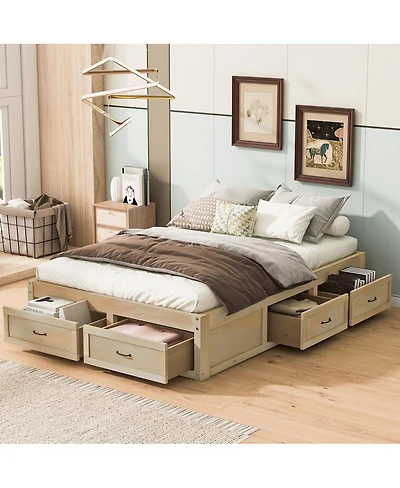 Streamdale Furniture Full Size Platform Bed with 6 Storage Drawers
