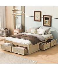 Streamdale Furniture Full Size Platform Bed with 6 Storage Drawers