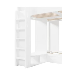 Streamdale Furniture Triple Bunk Bed with Storage Shelves and Hooks
