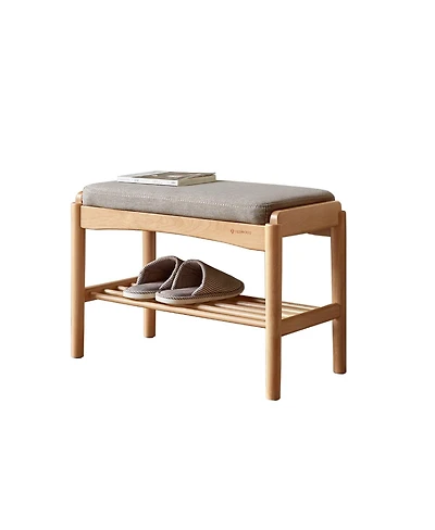 Streamdale Furniture Solid Wood Shoe Bench with Cushion