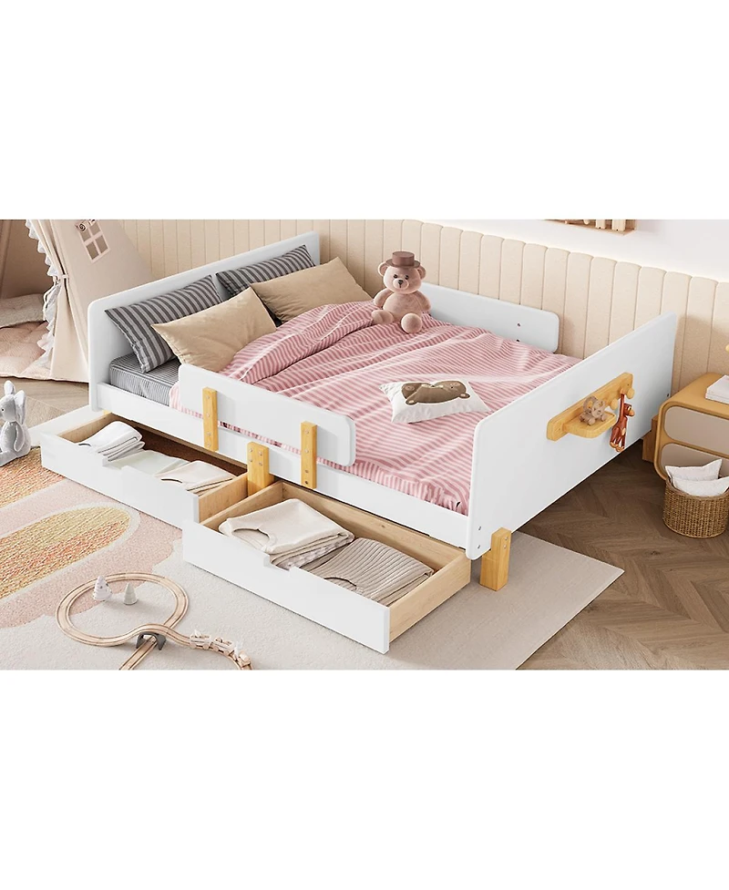 Streamdale Furniture Full Size Platform Bed with Storage, Solid Wood Frame, No Box Spring Needed