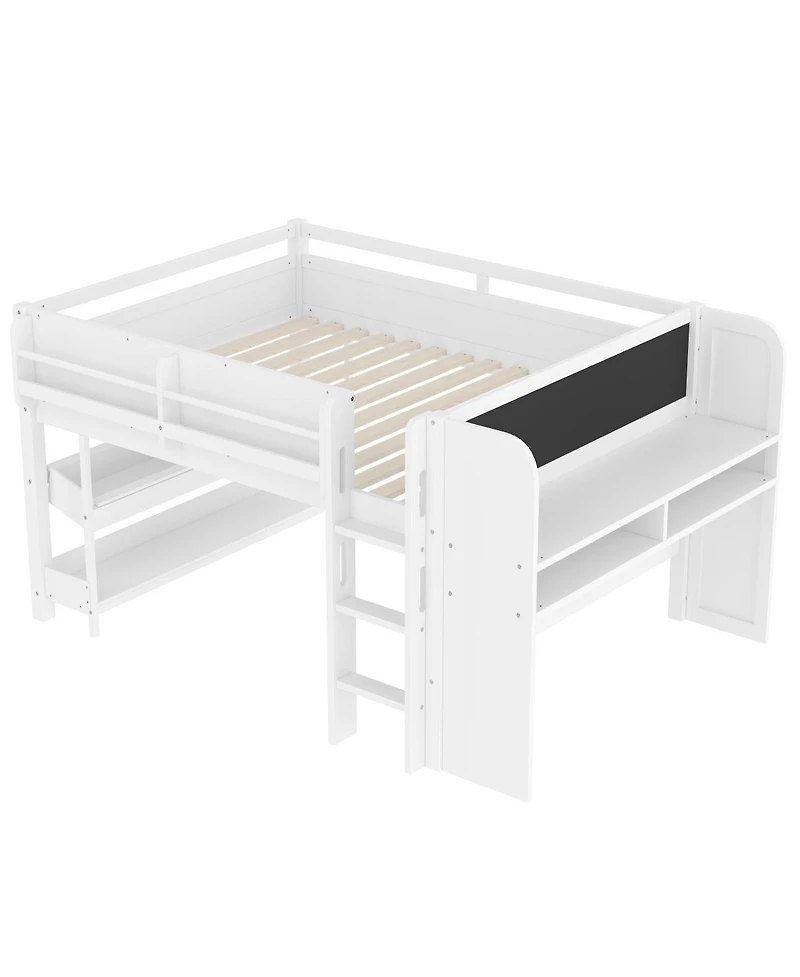 Streamdale Furniture Full Loft Bed with Multi-storage Bookcases, Boxes & Drawers, Desk