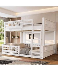 Streamdale Furniture Full Xl over Queen Bunk Bed with Ladder, Guardrails, Pegboard & Bookshelf