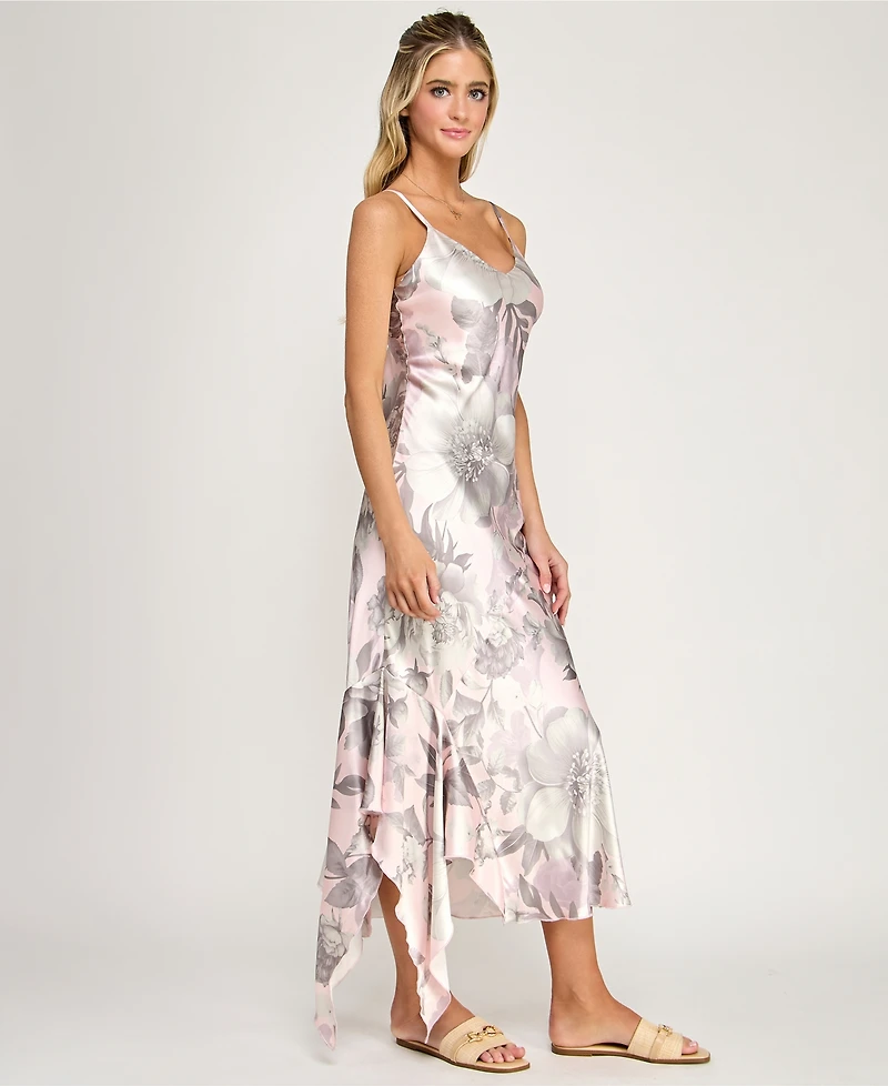 Katia Rae Juniors' Printed V-Neck Slip Dress