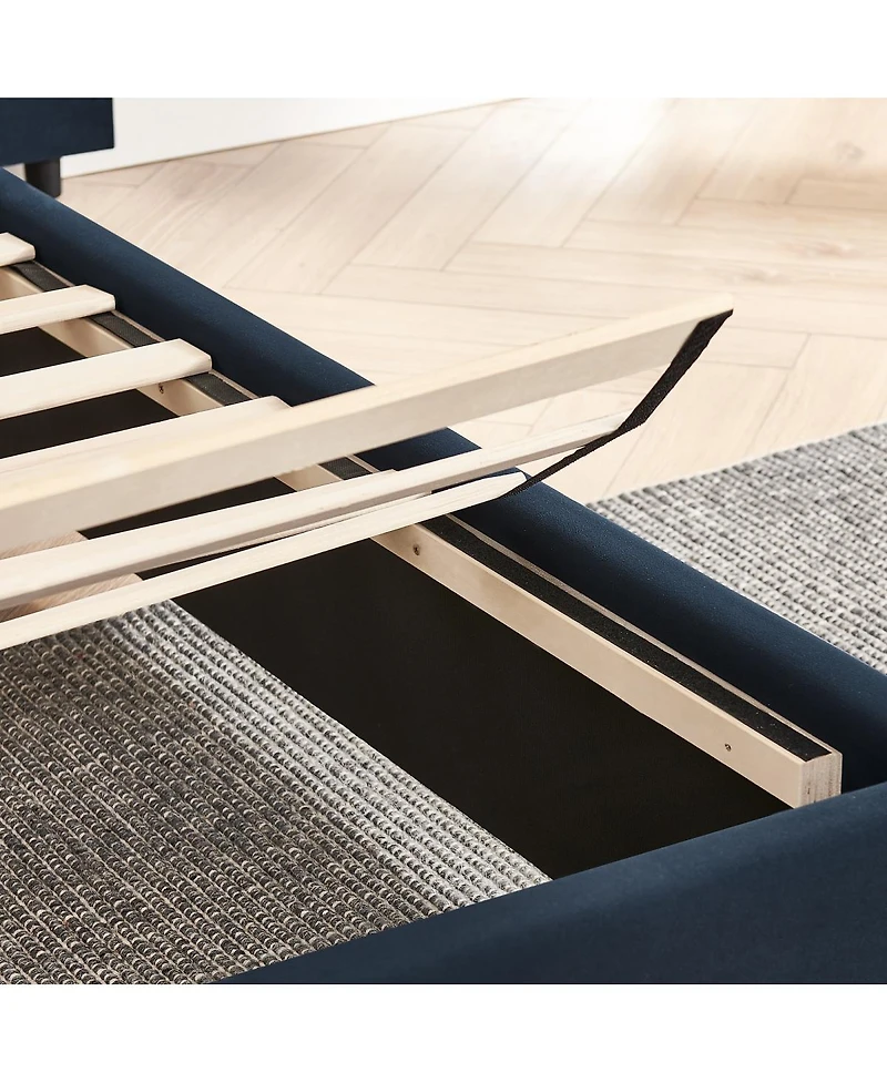 Streamdale Furniture King Size Velvet Upholstered Bed Frame with Vertical Stripes & Headboard