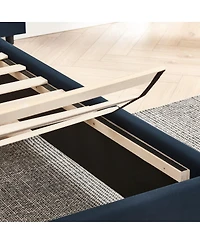 Streamdale Furniture King Size Velvet Upholstered Bed Frame with Vertical Stripes & Headboard