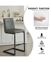 Streamdale Furniture Faux Leather Bar Stool with Tufted Backrest & Footrest