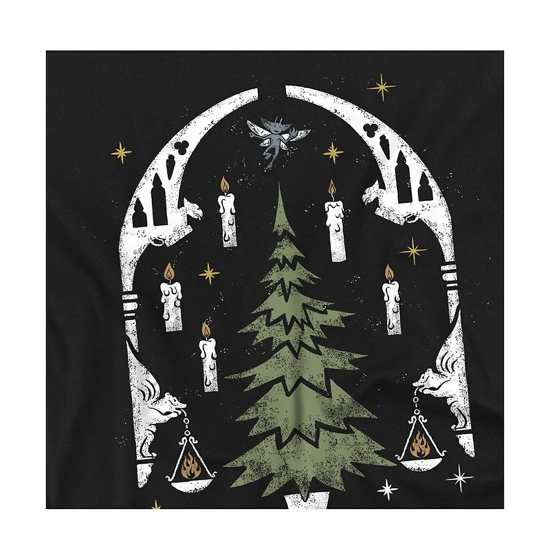 Harry Potter Men's Hogwarts Great Hall Christmas Tree Stamp T Shirt