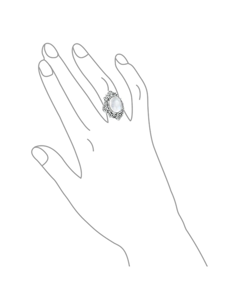 Bling Jewelry Oval Cabochon Moonstone Full Finger Statement Ring Sterling Silver