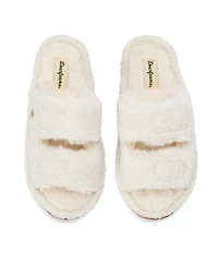 Dearfoams Women's Regina Teddy Double Band Slide Slipper