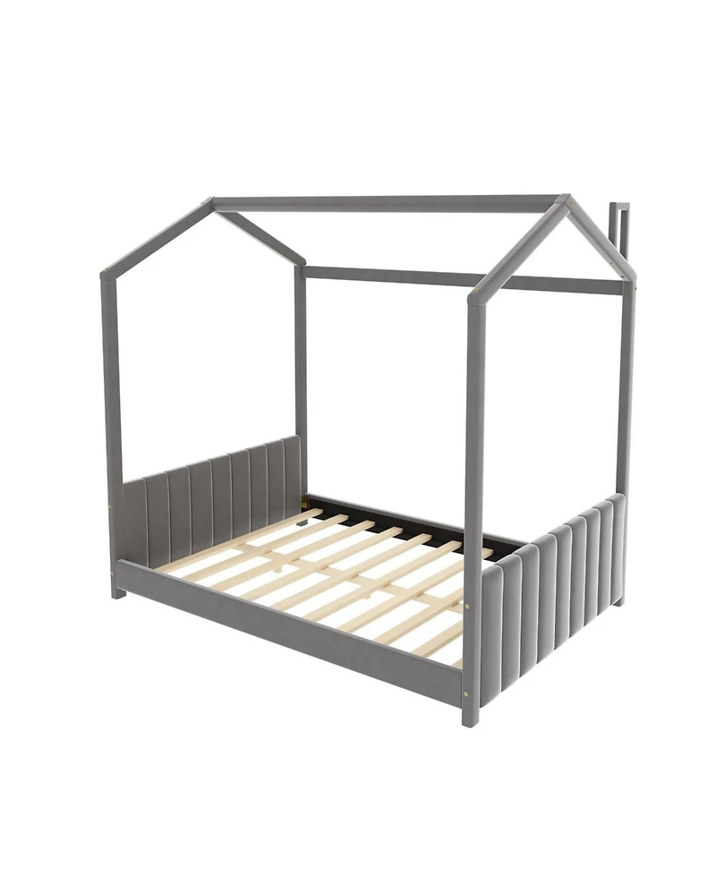 Streamdale Furniture Full Velvet House Bed Wood