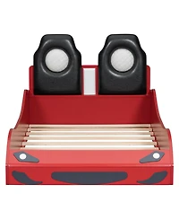 Streamdale Furniture Wood Race Car Twin Bed with Led