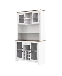 Streamdale Furniture Rustic 70.9" Kitchen Pantry Storage Cabinet with Led