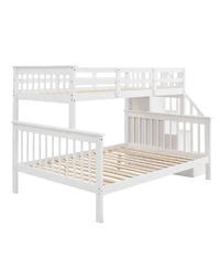Streamdale Furniture Stairway Twin-Over-Full Bunk Bed with Storage and Guard Rail