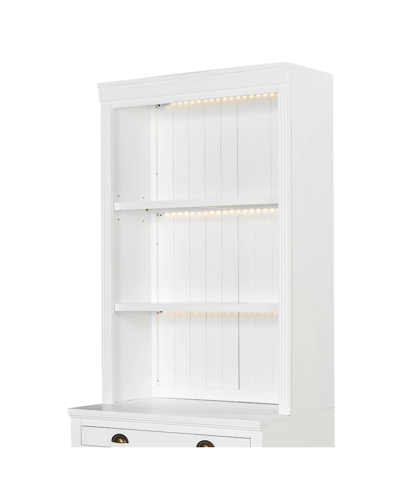Streamdale Furniture Led Bookshelf with Glass Doors and Drawer