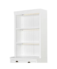 Streamdale Furniture Led Bookshelf with Glass Doors and Drawer