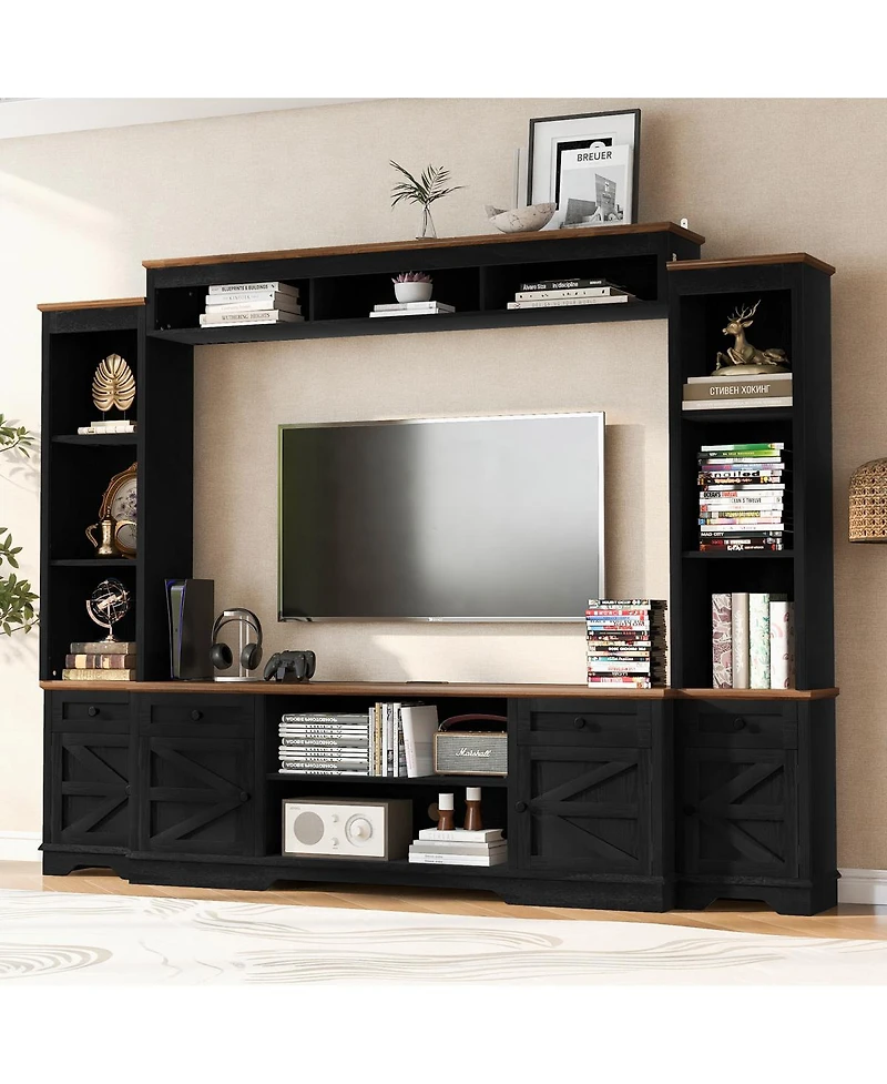 Streamdale Furniture 98.8" W Entertainment Center with Bookshelves for TVs up to 80