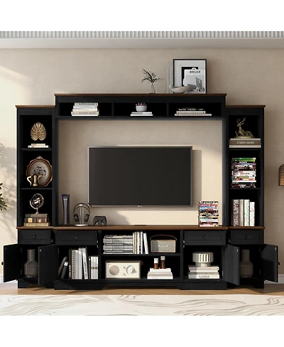 Streamdale Furniture 98.8" W Entertainment Center with Bookshelves for TVs up to 80