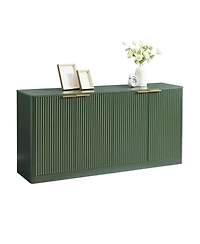 Streamdale Furniture 59-inch Modern Wavy Sideboard, Curved Contour 4-Door Storage Cabinet, Green