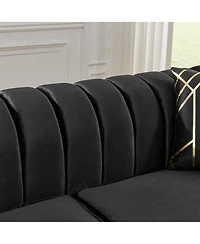 Streamdale Furniture Streamdale Luxurious Velvet Sofa with Geometric Gold Hardware & Metal Feet
