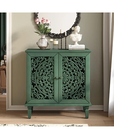 Streamdale Vintage Carved 2-Door Accent Cabinet with Floral Design