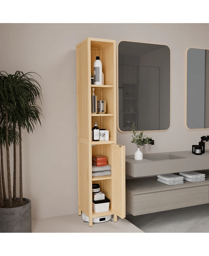 Streamdale Furniture Natural bamboo large capacity thin and tall cabinet