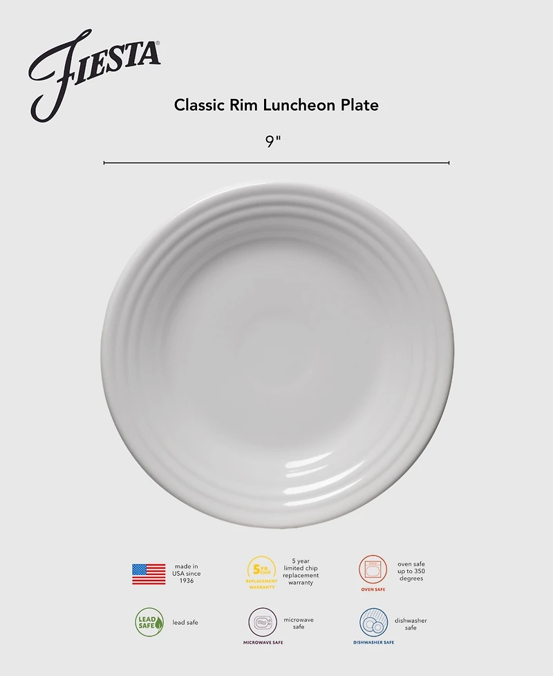 Fiesta Linen Classic Rim Luncheon Plates, Set of 4