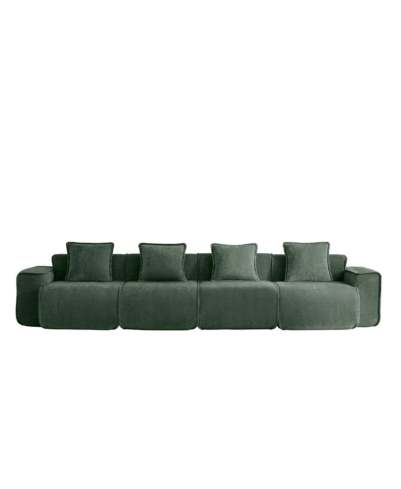 Streamdale Furniture Deep Seat Modular 4-Seat Boneless Sofa with French Edge Piping