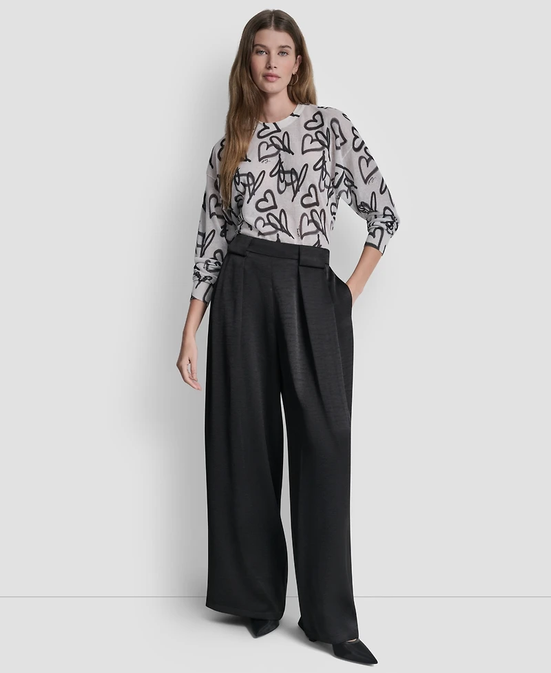 Dkny Women's Pleated Wide-Leg Pull-On Pants