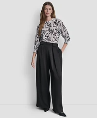 Dkny Women's Pleated Wide-Leg Pull-On Pants