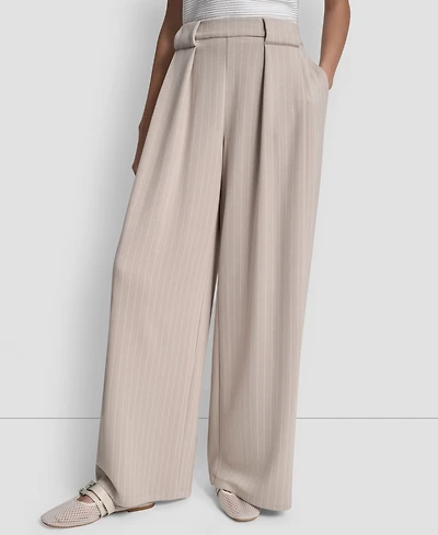 Dkny Women's Straight-Leg Pleated Pinstripe Pants