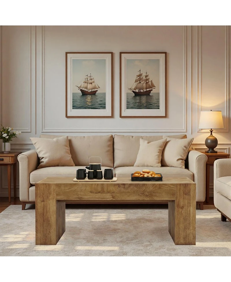 Streamdale Furniture Farmhouse Coffee Table with Hidden Storage Drawer