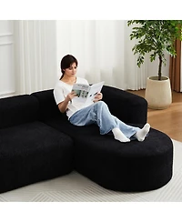 Streamdale Furniture Streamdale Luxury Modern Curved Sectional Sofa, Chenille Fabric, Right Chaise Black