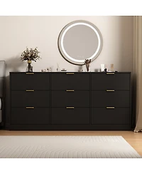 Streamdale Furniture Black 9-Drawer Dresser, 63" Large Deep Chest of Drawers for Bedroom/Living Room