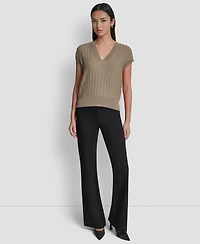 Dkny Women's Ribbed Short-Sleeve Sweater