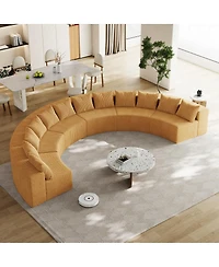 Streamdale Furniture Corduroy Curved Sectional Foam Sofa with 12 Pillows, Semi-Circular Modular Design