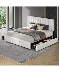 gaomon Upholstered Platform Bed Frame with 4 Drawers, Button Tufted Headboard/Footboard, Sturdy Metal Support, No Box Spring Required