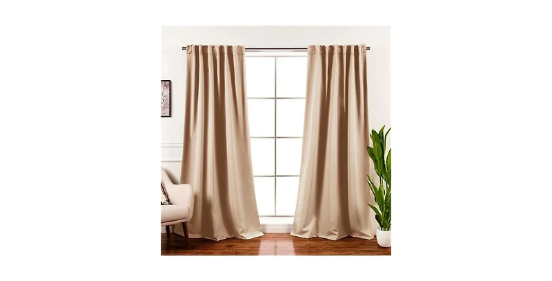 Slickblue 52x54 Inch Beige Thermal Blackout Curtain Panels, Set of 2