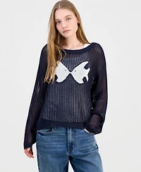 Ultra Flirt Juniors' Icon Open-Knit Sweater