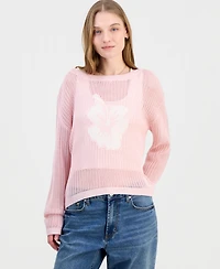 Ultra Flirt Juniors' Icon Open-Knit Sweater